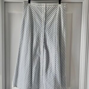 Costal Baby Blue and White Striped A-Line Skirt